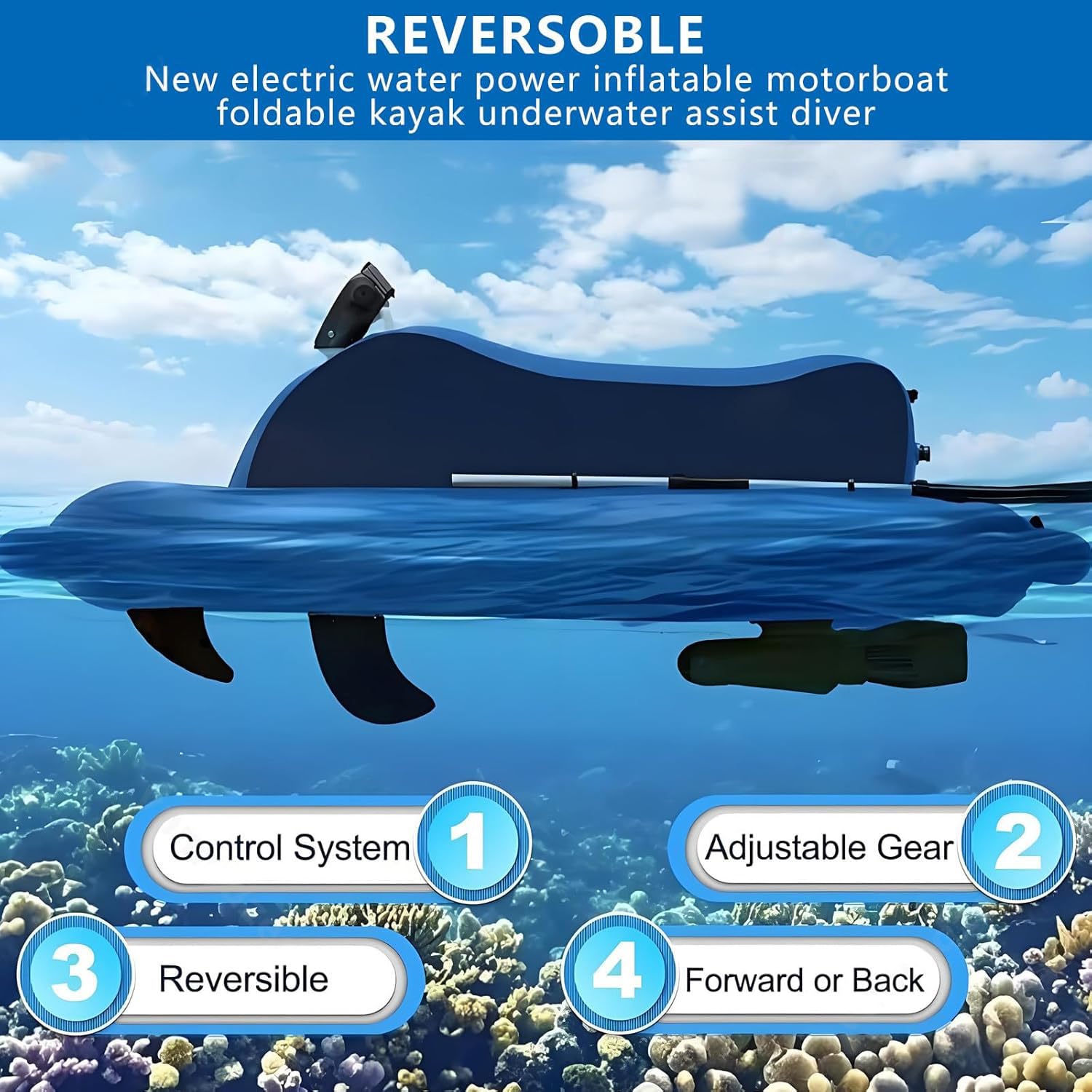 Moto d'acqua a propulsione a getto, Jet Boat gonfiabile, Moto d'acqua gonfiabile con scooter da 500W/700W e pagaia, Batteria da 10000/16000 mAh, Telecomando, Capacità di carico 150 kg 500W10Ah