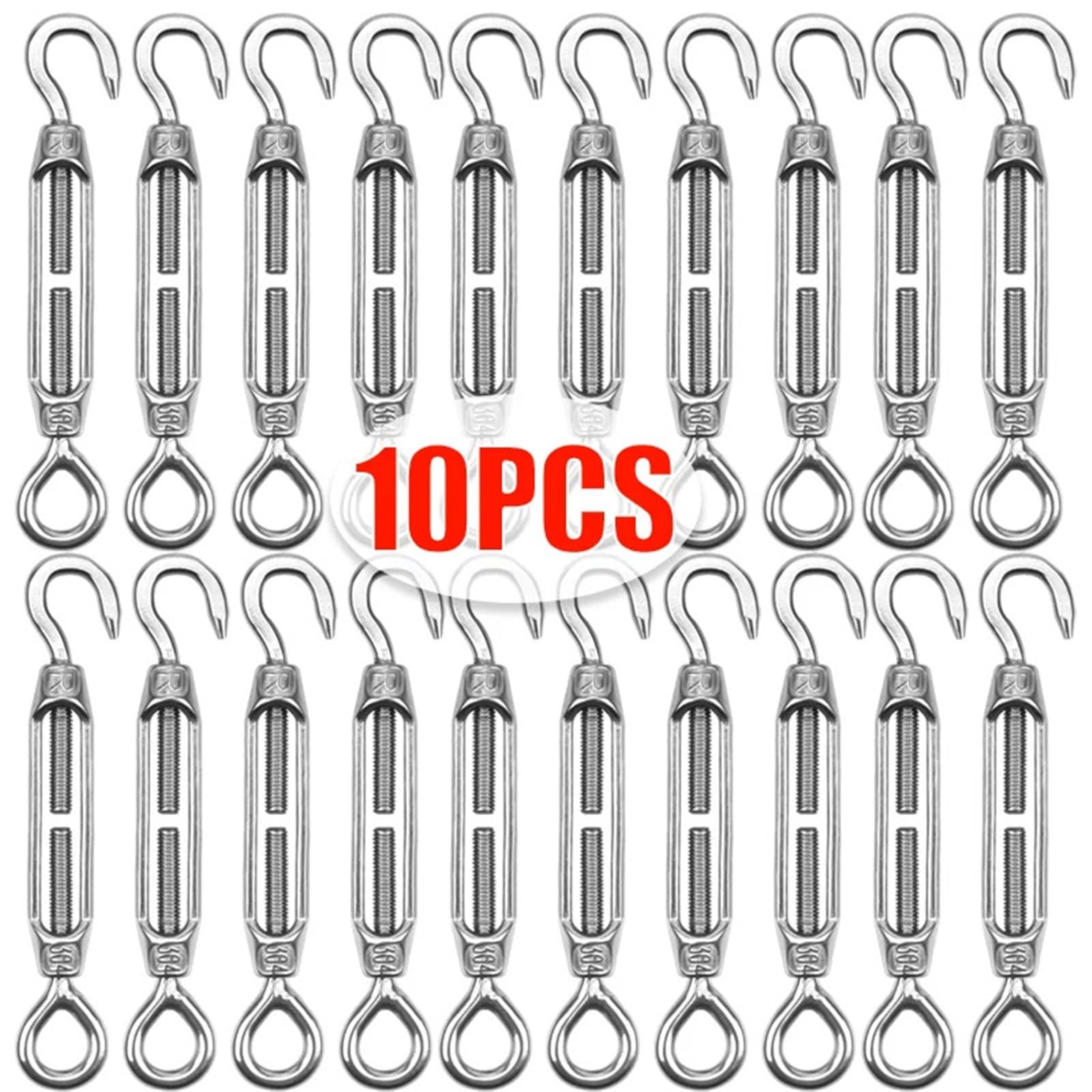 Tensores Para Toldos Tensores de gancho y ojo, juego tensión Cable cuerda, bloqueo tensor cuerdas alambre ajustable for jardín M4 M5 M6 M8(M8 OCHook,10PCS)