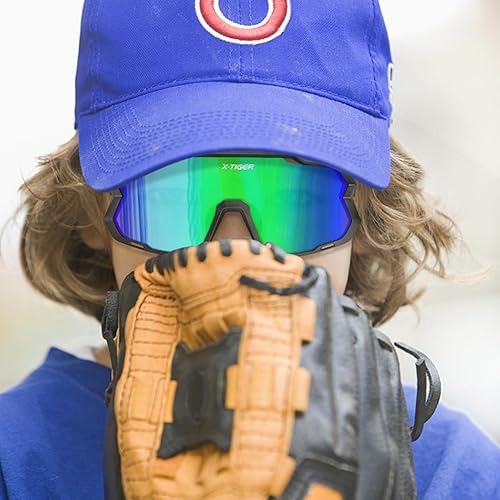 Miniatura 10 de X-TIGER Gafas de sol polarizadas para niños y niñas, lentes de sol de béisbol polarizadas para niños de 8 a 14 años, UV400, gafas de ciclismo y