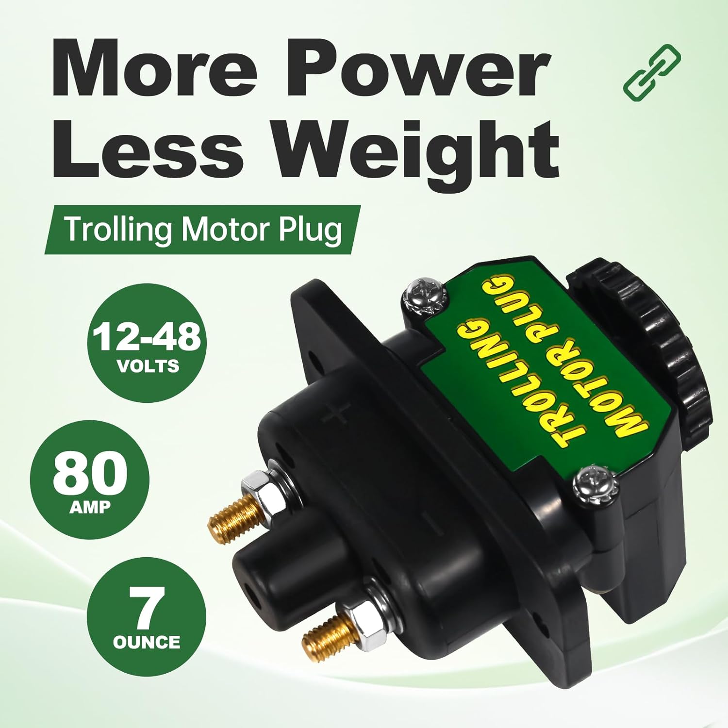 Trolling Motor Plug 027-0004-KIT DC to DC Power Connector, Tolling Motor Quick Connect for Onboard Marine 12V to 48V DC Power Connection With Gaskets, 80 AMP Capacity (L-shaped and Linear)