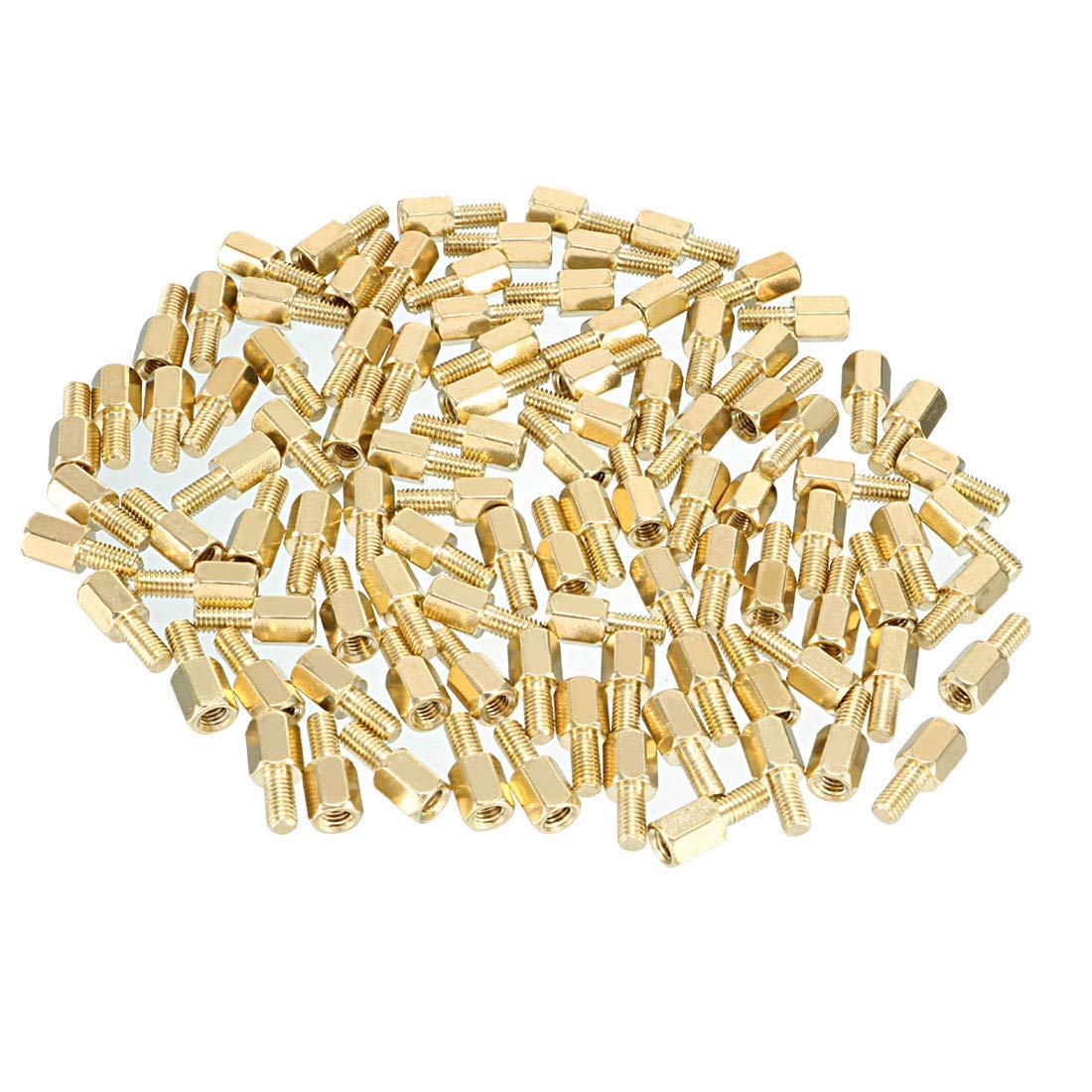 100pcs M3 6+6mm Female Male Thread Brass Hex Standoff Spacer Screws PCB Pillar