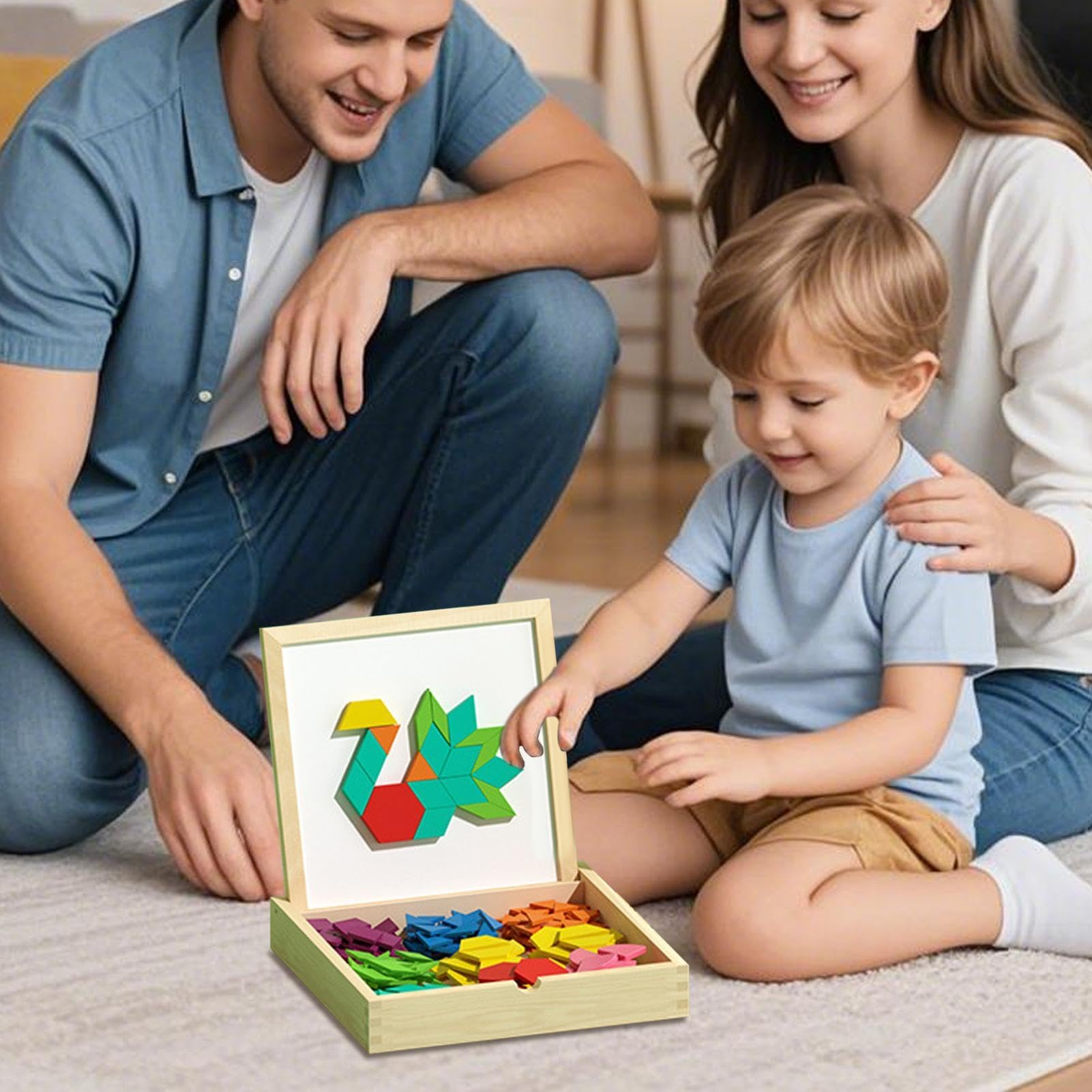 Puzzle De Bloques Geométricos De Madera Educación Matemática Temprana Y