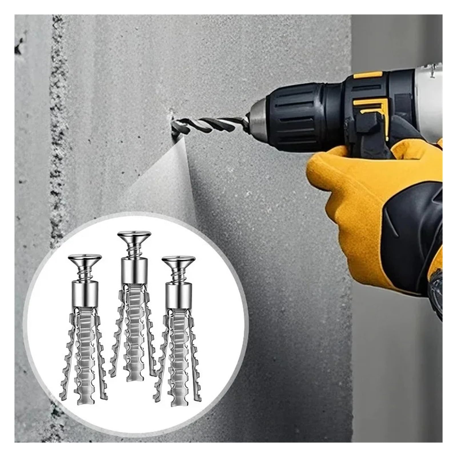Anclaje Pared Expansión de metal autorroscante 6/8 mm | Kit de enchufes de anclajes de pared for tornillos de sujeción de placas de yeso huecas de hormigón(8mm,100pcs)