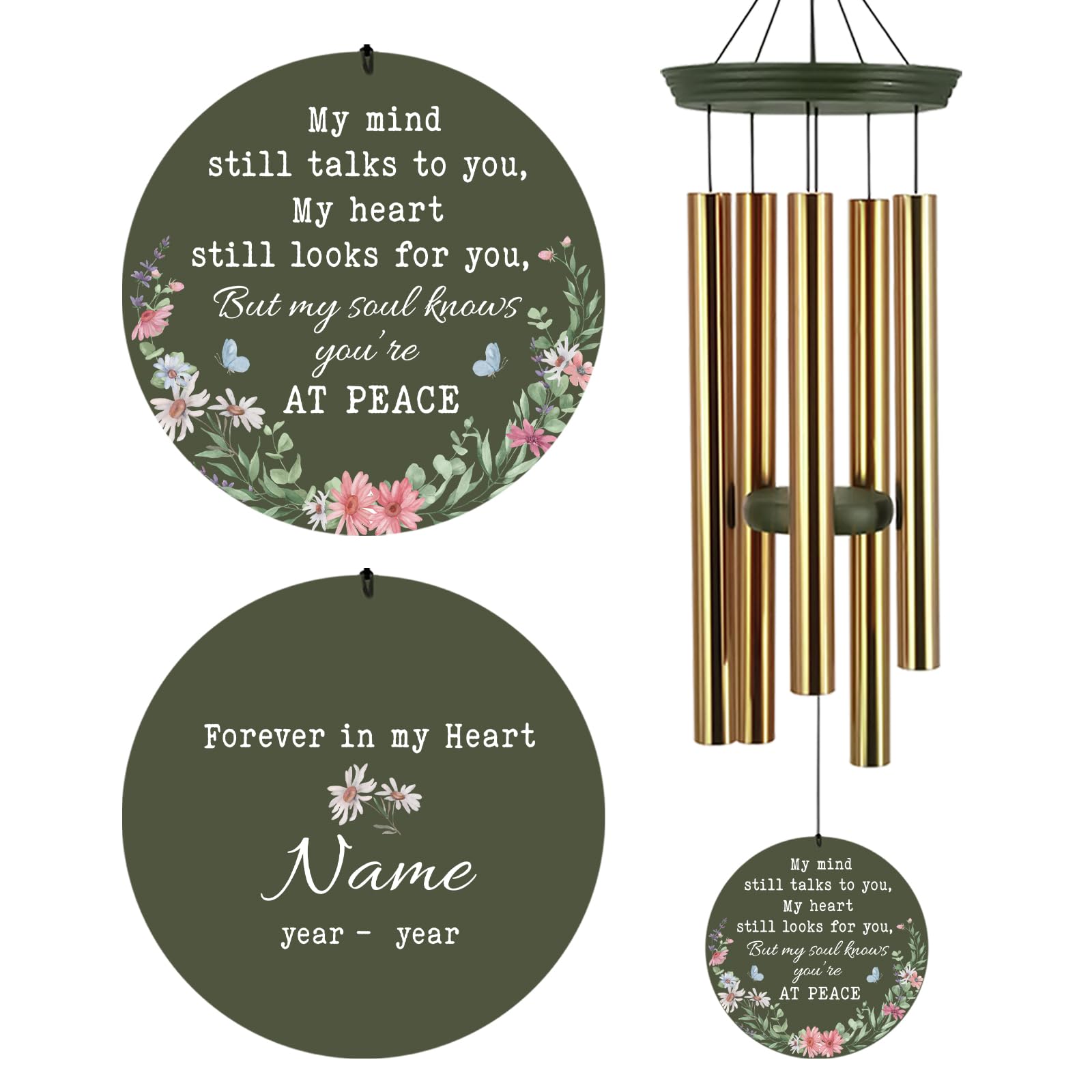 Personalized Memorial Wind Chimes, Sympathy Gifts for Loss Mom Dad