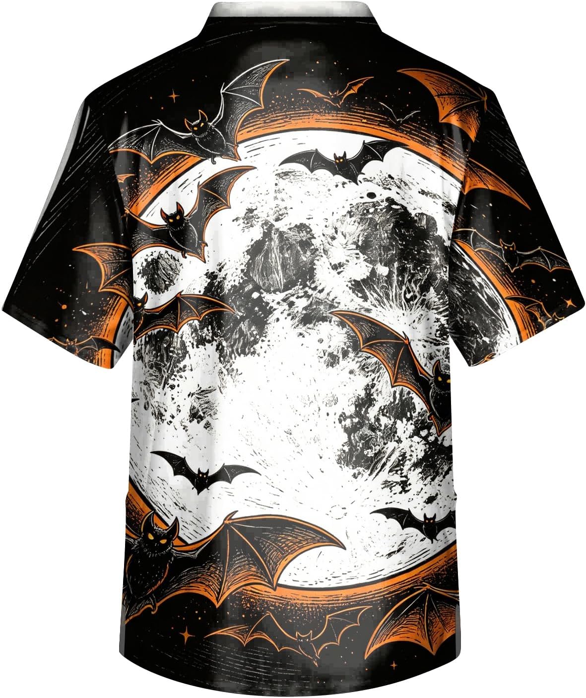Halloween Scrub Top Mens Scrubs Pumpkin Print V Neck Short Sleeve Plus Size