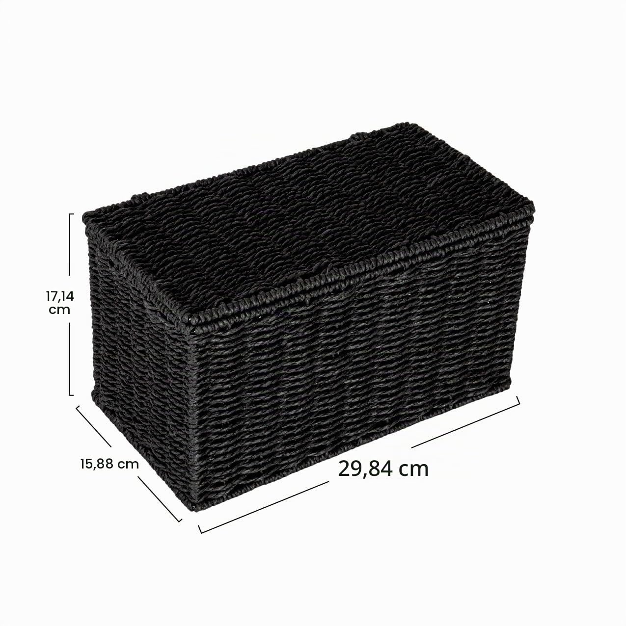Household Essentials Cestino in vimini intrecciato a mano con coperchio, colore: nero