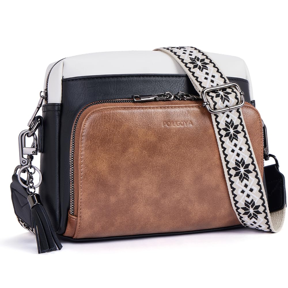 POIUGOYA Leather Crossbody Bag for Women Travel Purse Built-In RFID Wallet