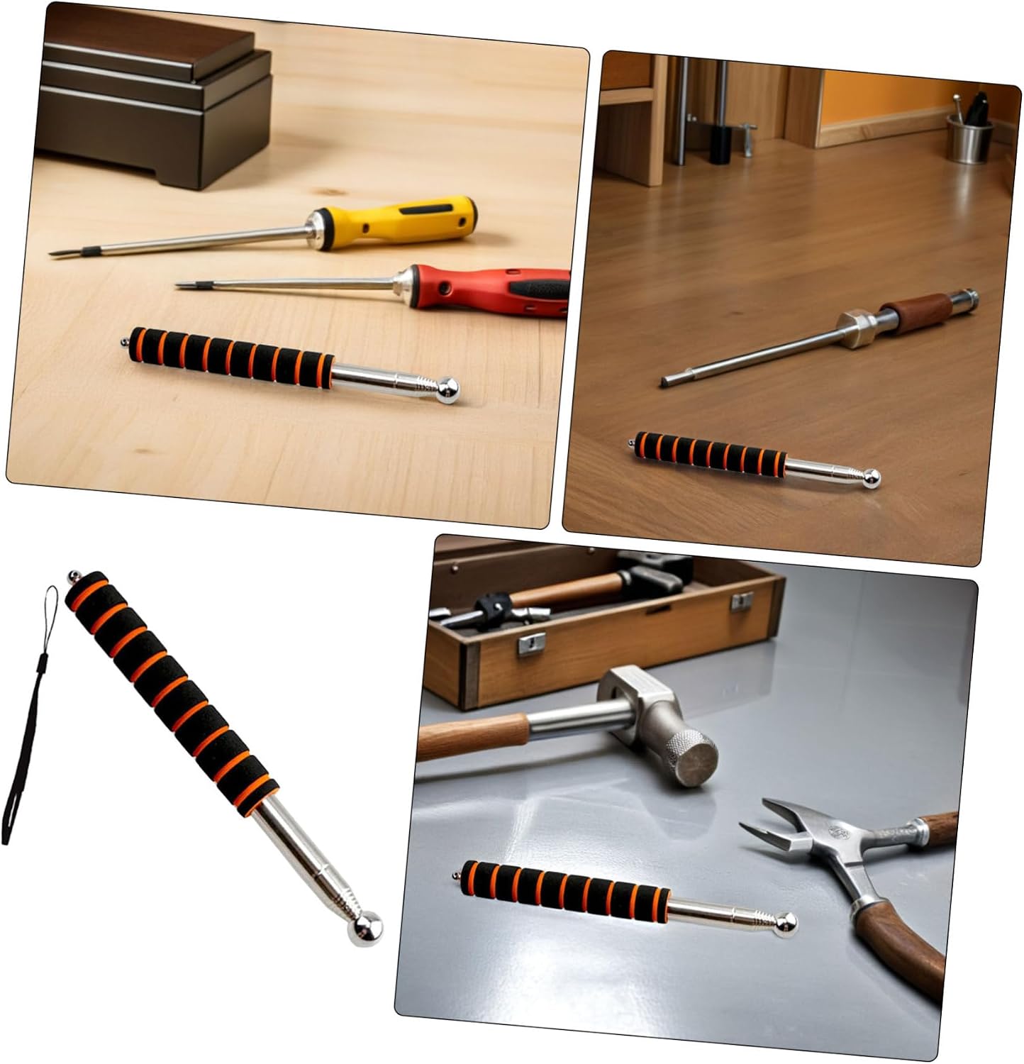 1. Telescopic Hollowing Drum Hammer Sound Detection Tool for Home Inspection Rod Detection Hammer with Lanyard for Wall Check