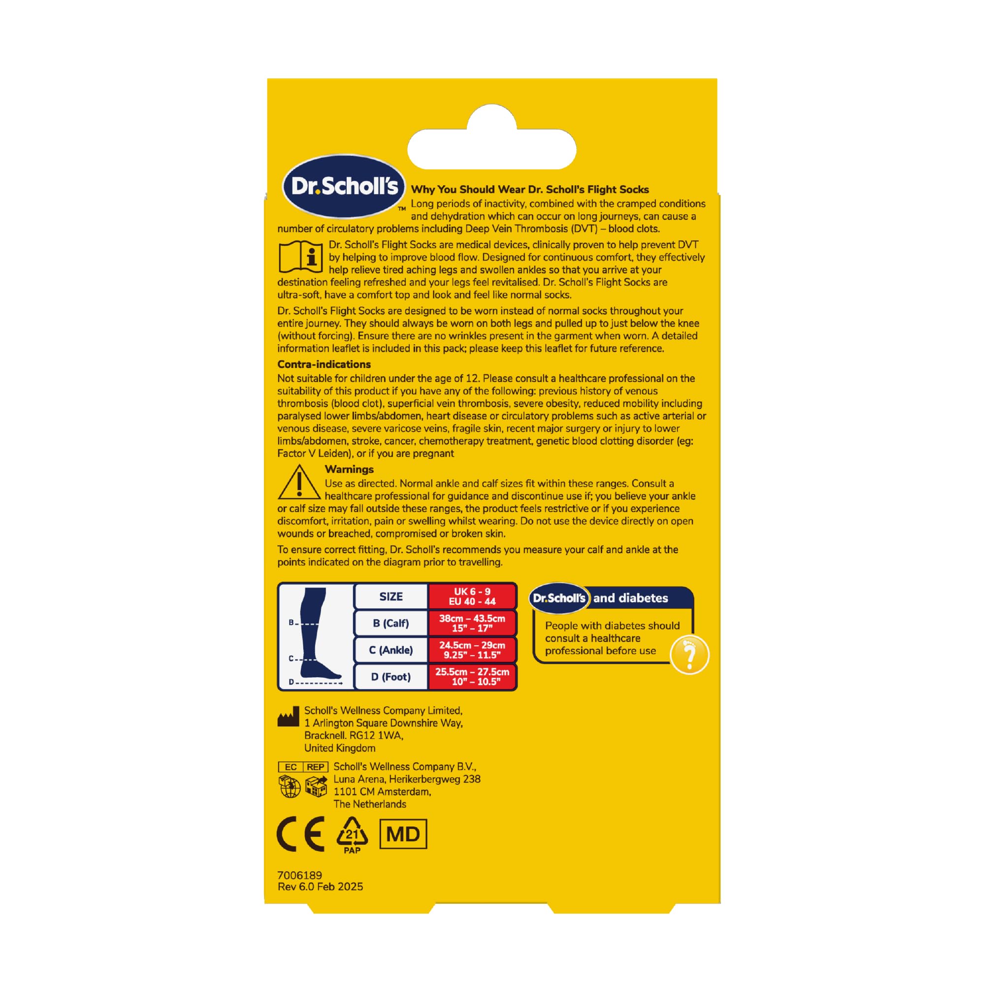Scholl Footcare - 1 Paire de Bas de Contention - Noir - Taille 40 - 43