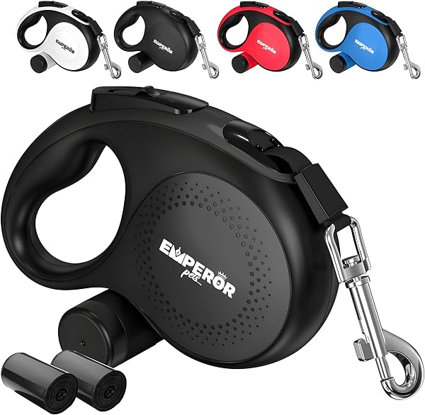 Emperor Pets Retractable Dog Leash 26 ft - Heavy Duty Leash for Medium Large Dogs up to 110 lbs, Anti-Slip Grip, Built-i