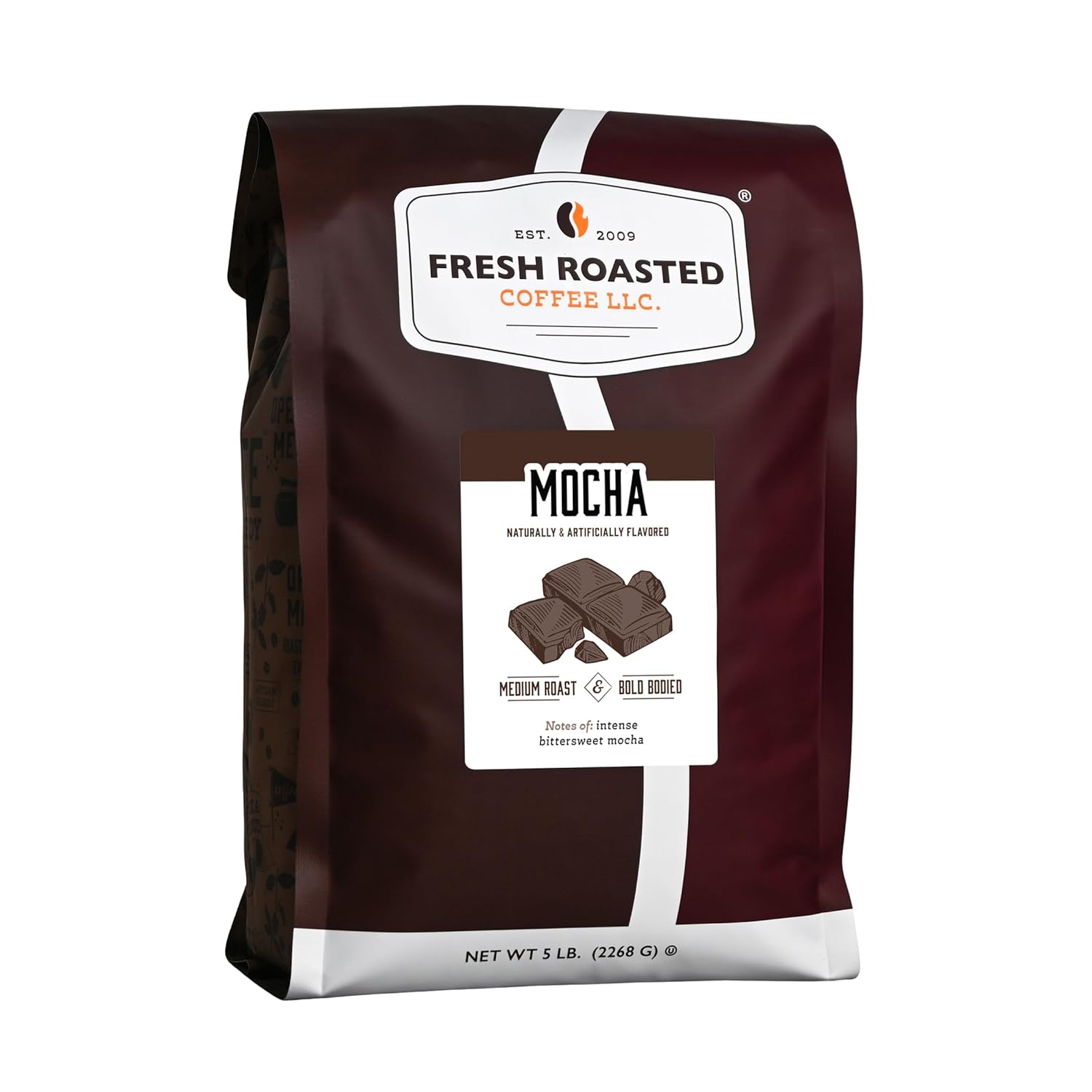 Fresh Roasted Coffee Mocha Flavored - 5 lb Whole Bean
