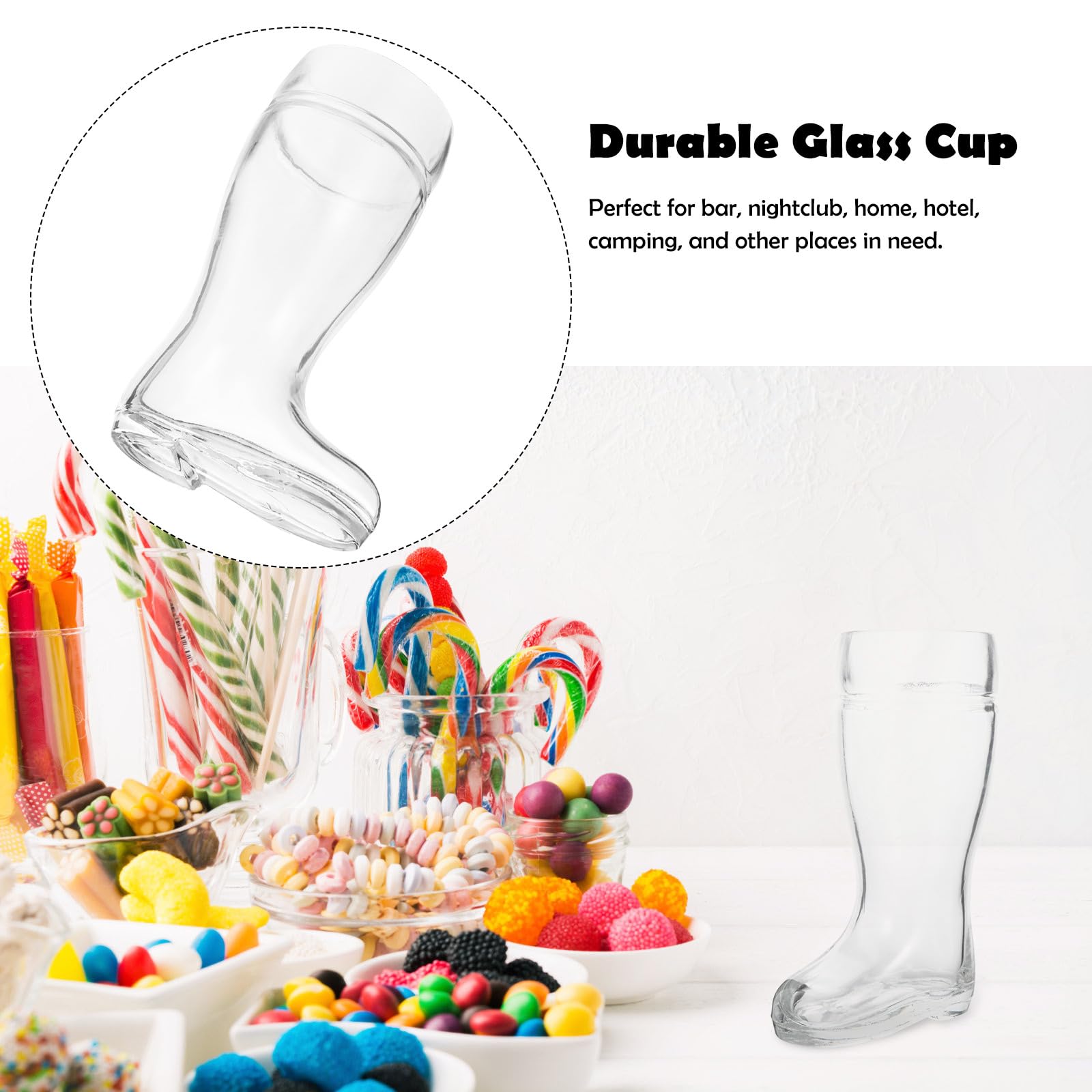 Cabilock Copa de Vino de Cristal Forma de Bota 580 Ml Vidrio Transparente Resistente al Calor Vaso Creativo para Bar Discoteca y Decoración del Hogar