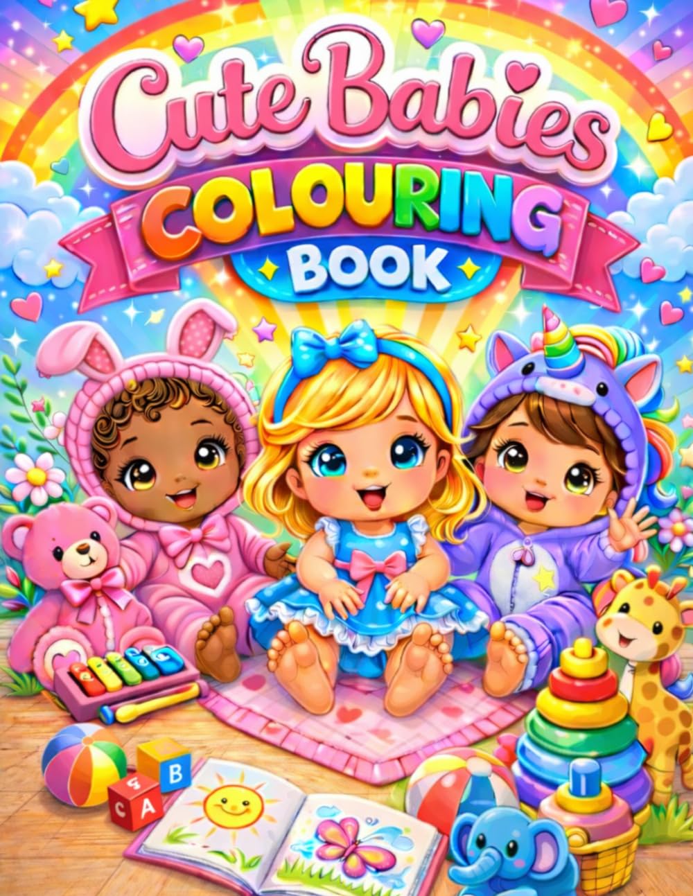 Cute Babies Colouring Book: 50 Adorable Pages of Adorable Babies in Fun Everyday Scenes