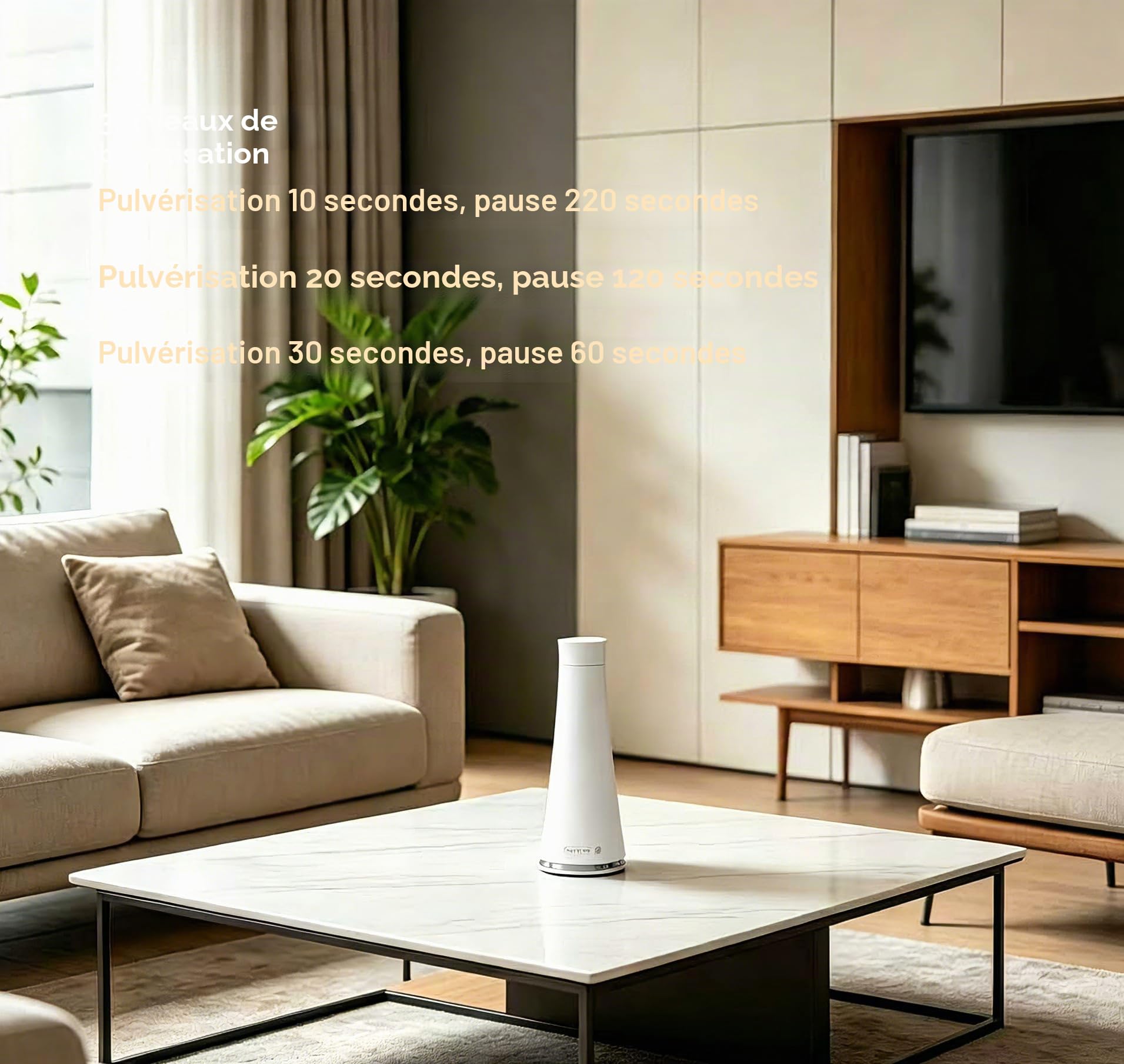 Diffuseur d'huiles essentielles sans Eau avec veilleuse, adapté aux pièces jusqu'à 140 m² - 4 réglages de minuterie, 3 intensités de Parfum (XL)