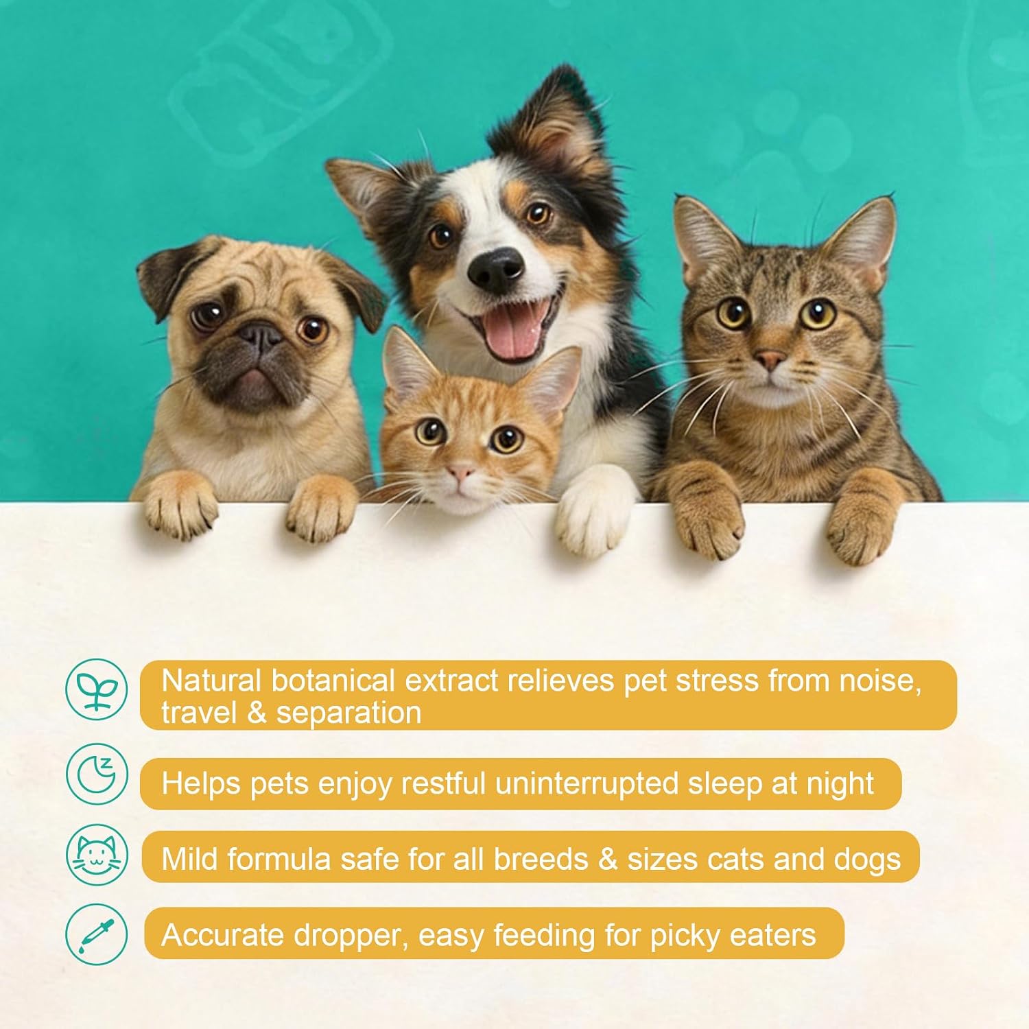 Pet Calming Oil for Dogs & Cats, 60ml Natural Calming Drops, Supports Relaxation & Normal Emotional Balance, Gentle Plant-Based Formula, Easy to Administer for Daily Use image 2