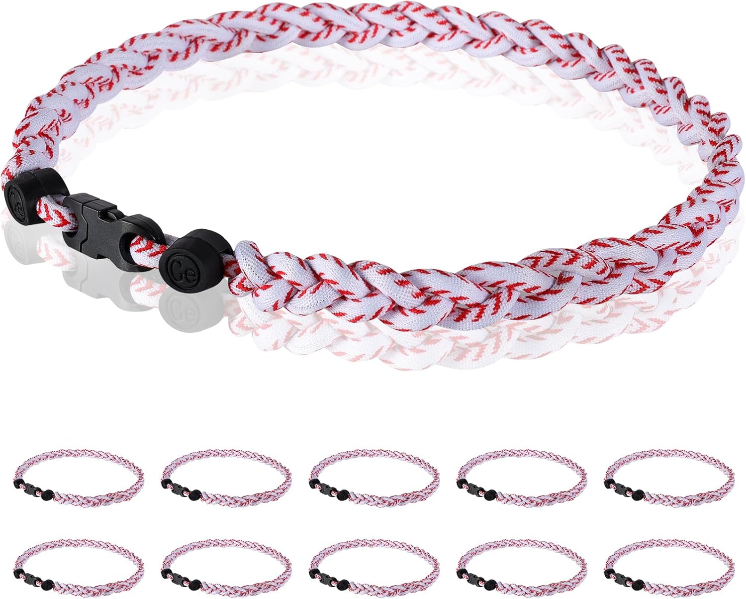 12 Pack Baseball Necklace 18inch, Team Gift for Baseball Funs, Three Braided Titanium Tornado Rope Design, with Muti - Color for Pick