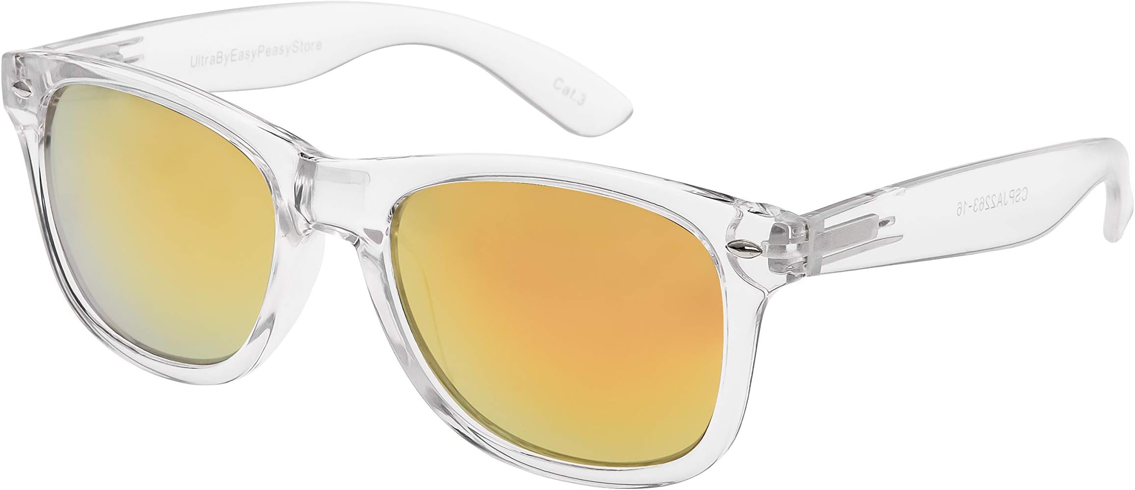 Ultra - Clear Frame Sunglasses UV400 - Transparent Retro Unisex Mirrored Fashion Glasses for Men & Women with Spring Hinges & Pouch