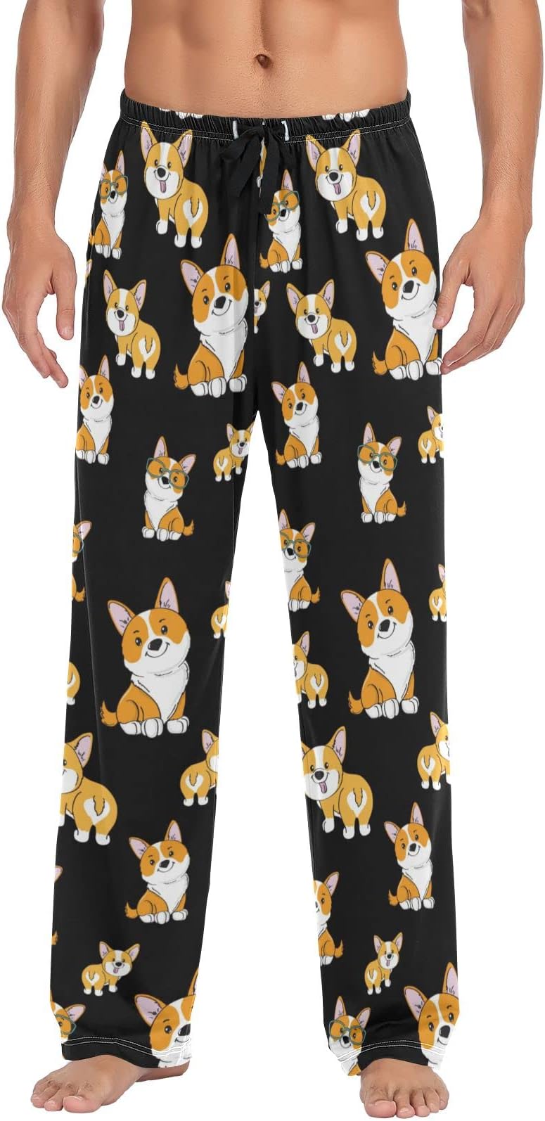 HURPANMen's Drawstring Pajama Pant Straight-Fit Sleep Lounge PJ Bottoms with Pockets