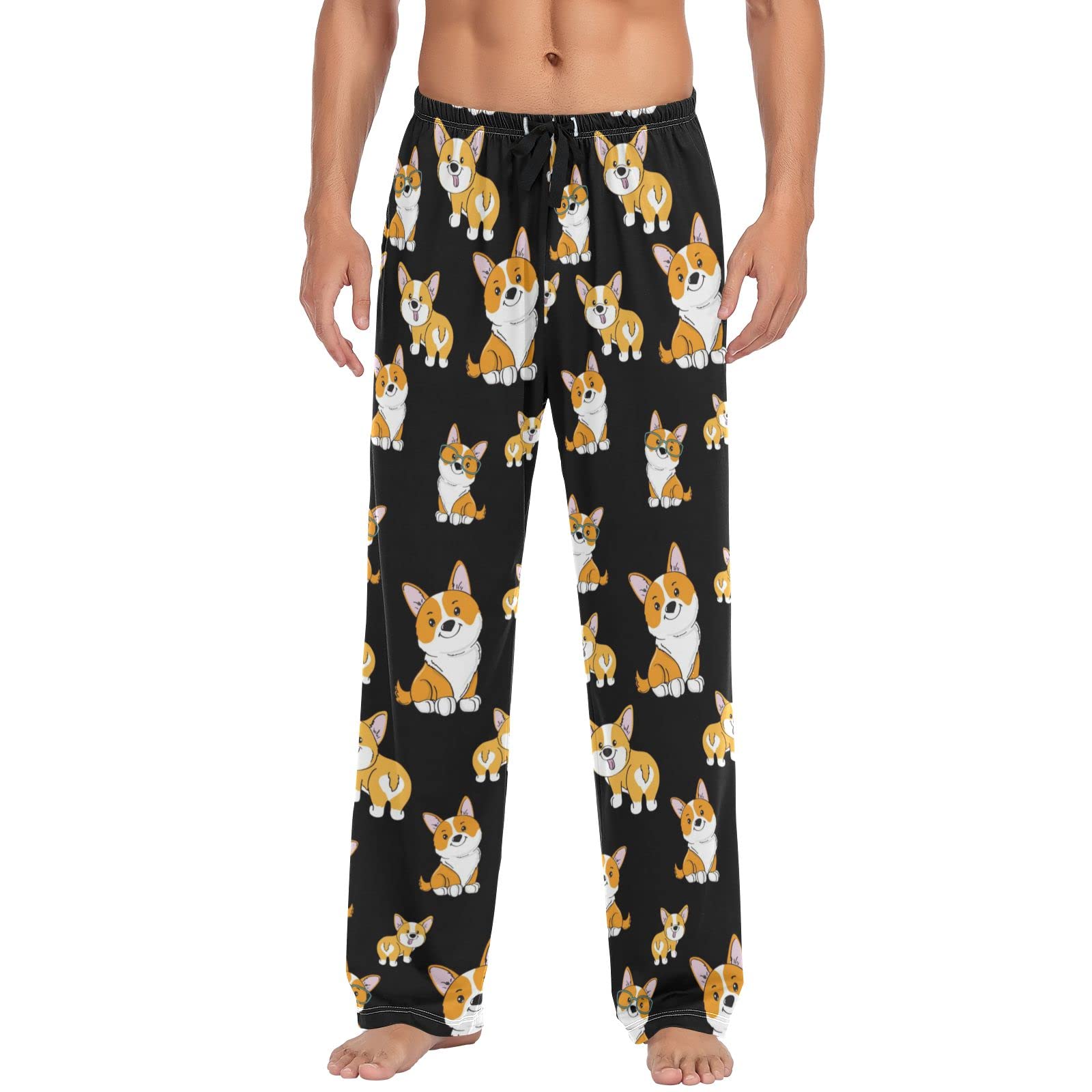 HURPANMen's Drawstring Pajama Pant Straight-Fit Sleep Lounge PJ Bottoms with Pockets