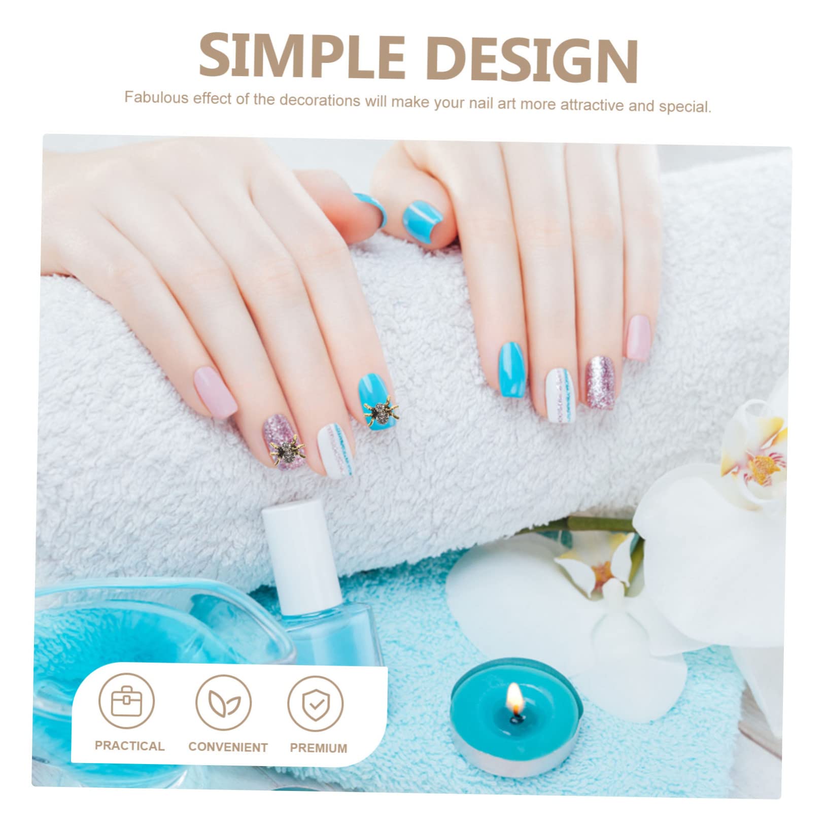 5 Set Gioielli Con Diamanti Per Unghie Fascino Delle Unghie Buio Metallico Decorazioni Unghie Fake Nails Ciondoli Per Unghie Di Ragno Ciondoli Per Unghie 3d Metallo 30 Pezzi*5