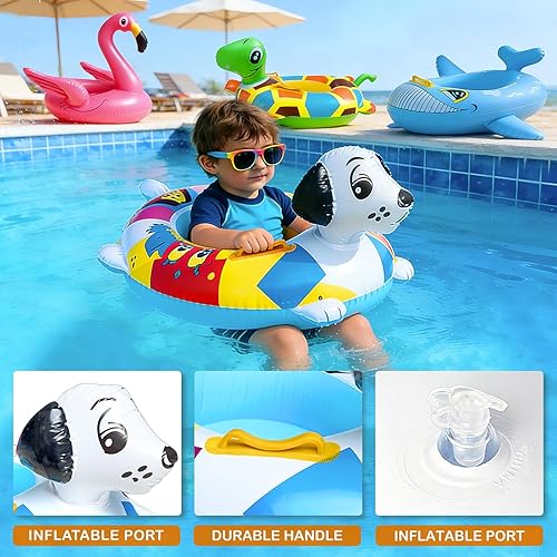 Vista 4 de Paquete de 4 flotadores inflables de piscina para niños pequeños de 3 a 7 años, anillos de tubo de natación para niños, flotadores de playa