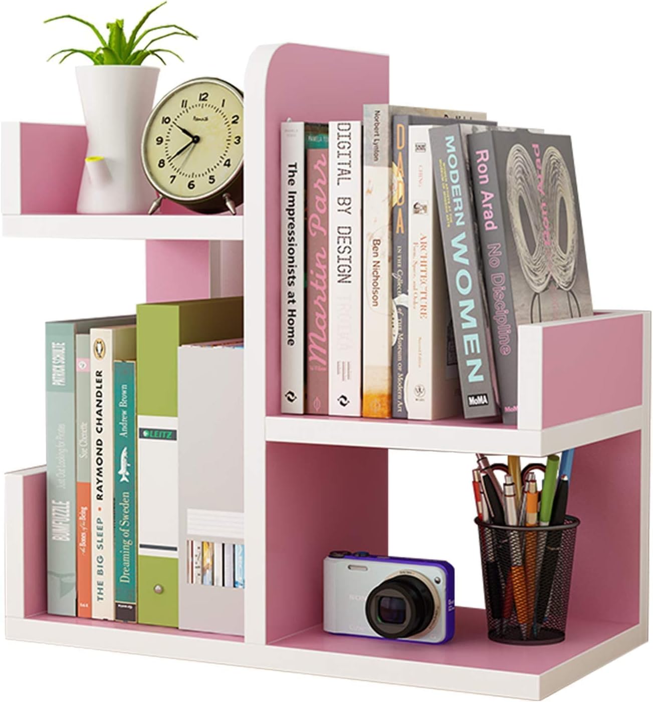 JXIN-SMIF Wood Desktop Bookshelf Desktop Organizer Office Storage Rack Wood Display Shelf Desktop Bookshelf : Office Products