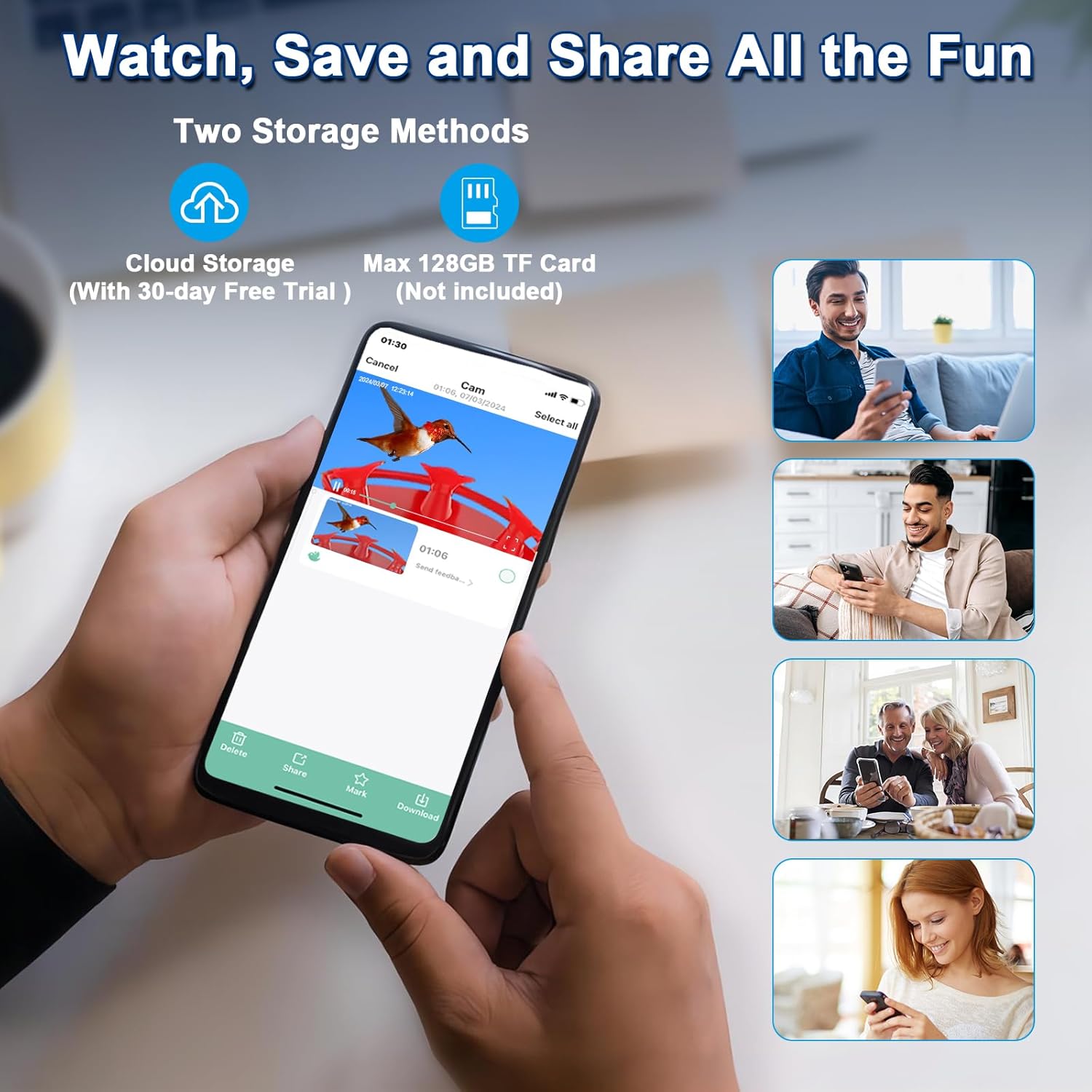 Hummingbird Feeder with Camera,Wireless Smart Bird Feeders for Outdoors Video Watching AI Camera with Auto Capture Videos & Motion Detection Ideal Gift for Bird Lovers - Image 6