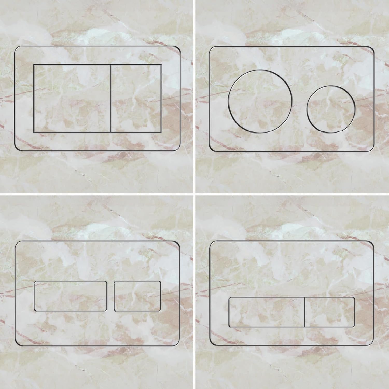 Toilet Push Plate for Tiling, Vertical, Flush & Hidden, Magnetic Attachment, Complete Set for Easy Installation, Suitable for Geberit Delta, Sigma & TECE