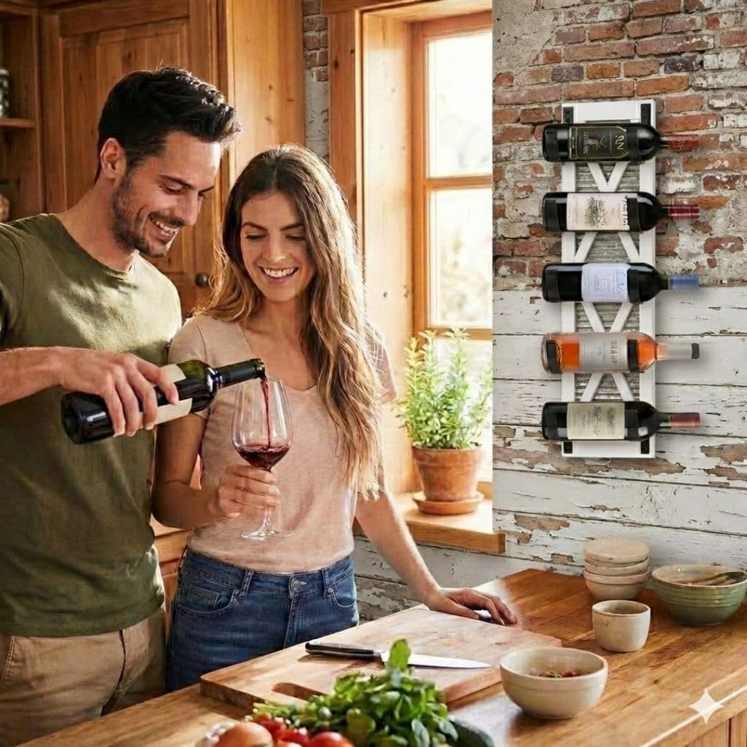 Autumn Alley Farmhouse Towel Holder, Rustic Wine Rack, Rolled Towel Rack, and Wine Holder for Farmhouse Bathroom Accessories Décor, Wall Mounted Towel Rack, Rustic White