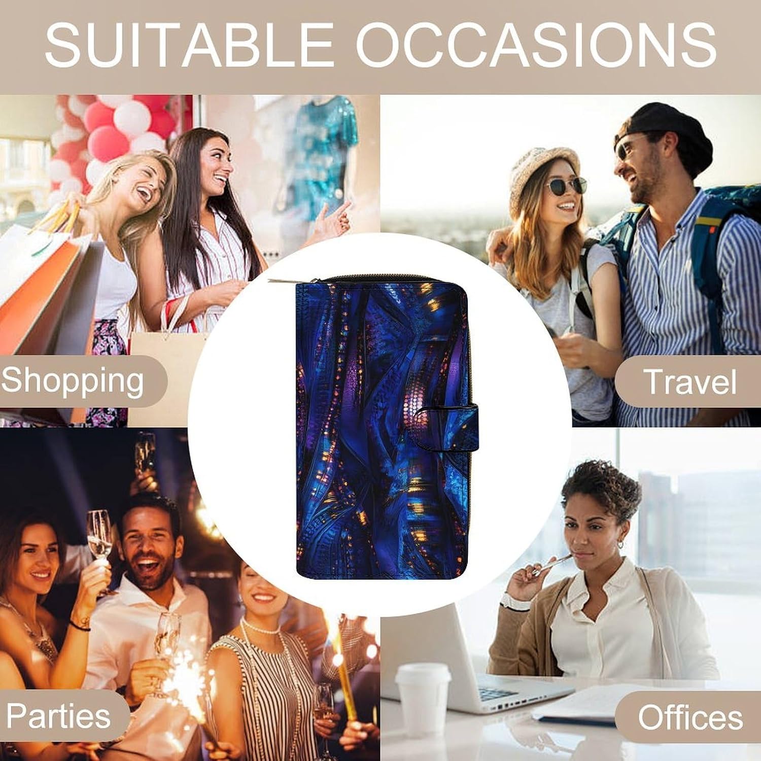 Mystery Kaleidoscopic Clutch Purses for Women Leather Card Holder Wallet Travel Coin Purse