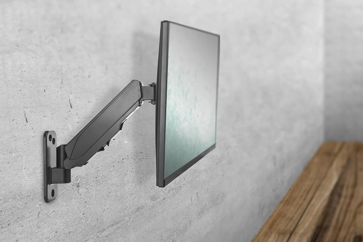 DIGITUS Monitor Bracket - Black, 17-32 Inches, Up to 8 kg, VESA 75/100, Gas Lift Height Adjustment, Swivel, Tilt, Rotate, Quick Release