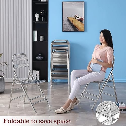 Miniatura 4 de 2 sillas plegables de acero inoxidable 304, sillas de césped plegables, sillas portátiles para adultos, ahorra espacio, para eventos, oficina, boda,