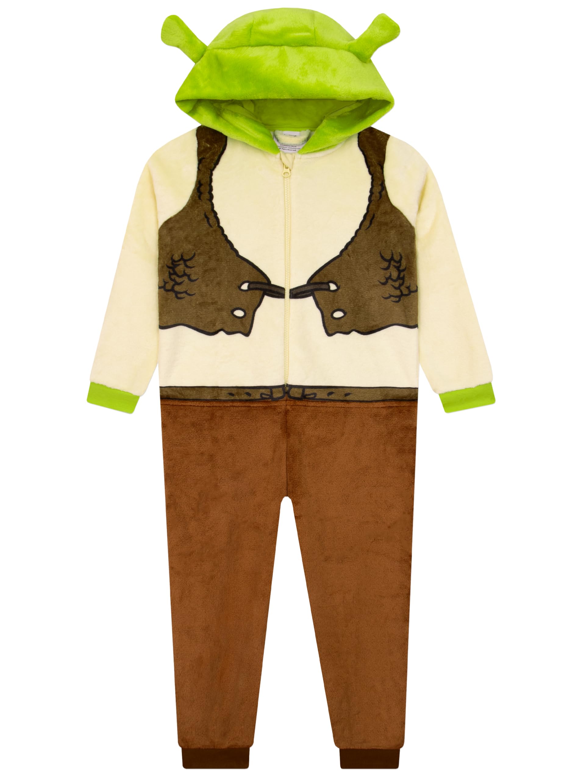 Dreamworks Animation Skg Boys Green Dreamworks Shrek Onesie, Hooded Onesie With 3D Ears, All In One Pyjamas, Shrek Kids Pjs, Age 7-8 Years