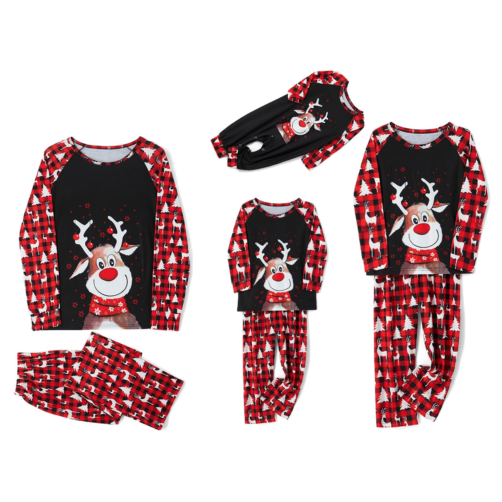 Pijama familiar de Navidad a juego de ciervos de Navidad para parejas y niños Baby Elk Reindeer Sleepwear Pijamas para adultos