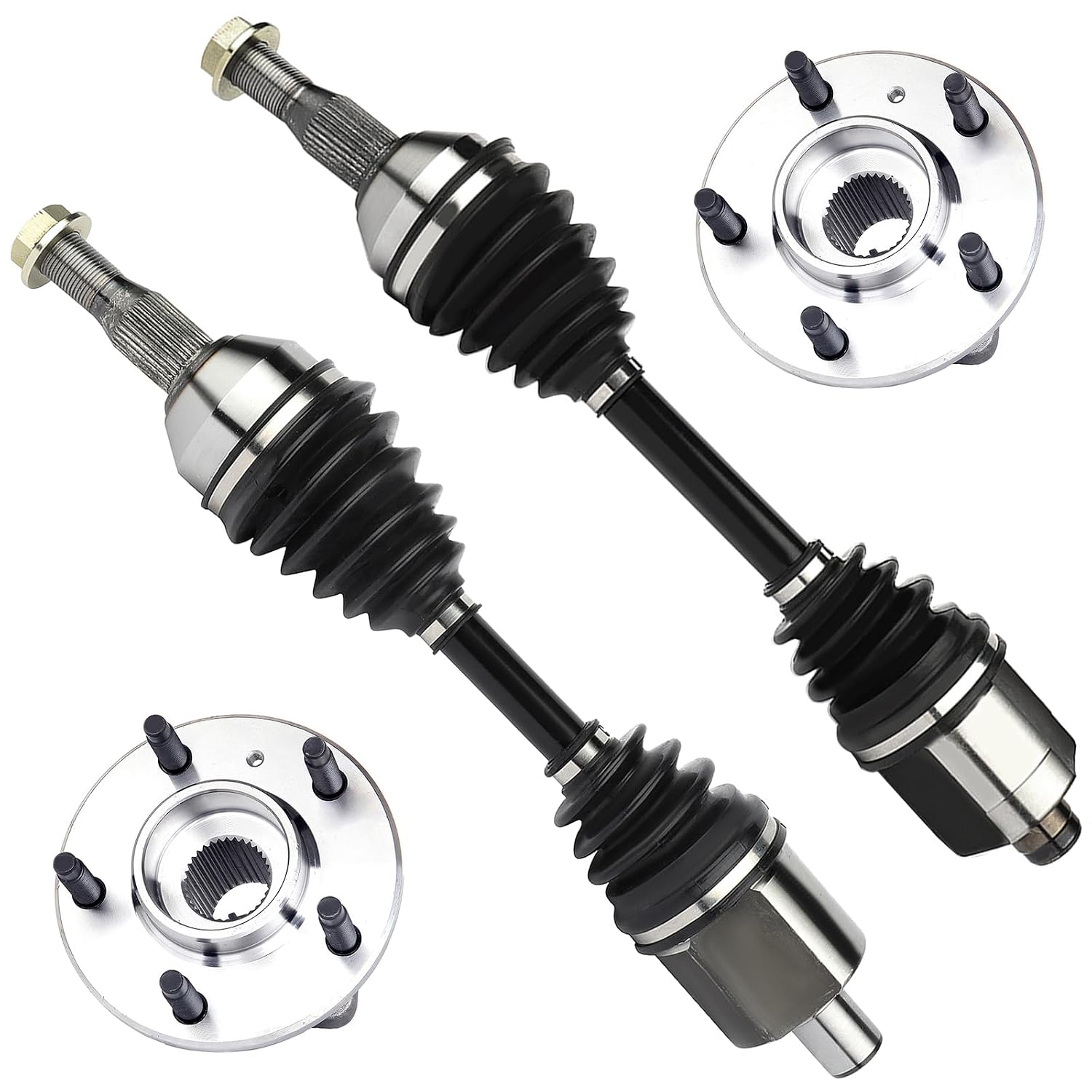 SCITOO 4 pcs Front CV Axle Driver Passenger Shaft and Wheel Hub Bearing Assembly 513121 5 Lugs with ABS Hub Assemblies with 60-1250HD 60-1255HD CV Axle Shaft Assembly kit