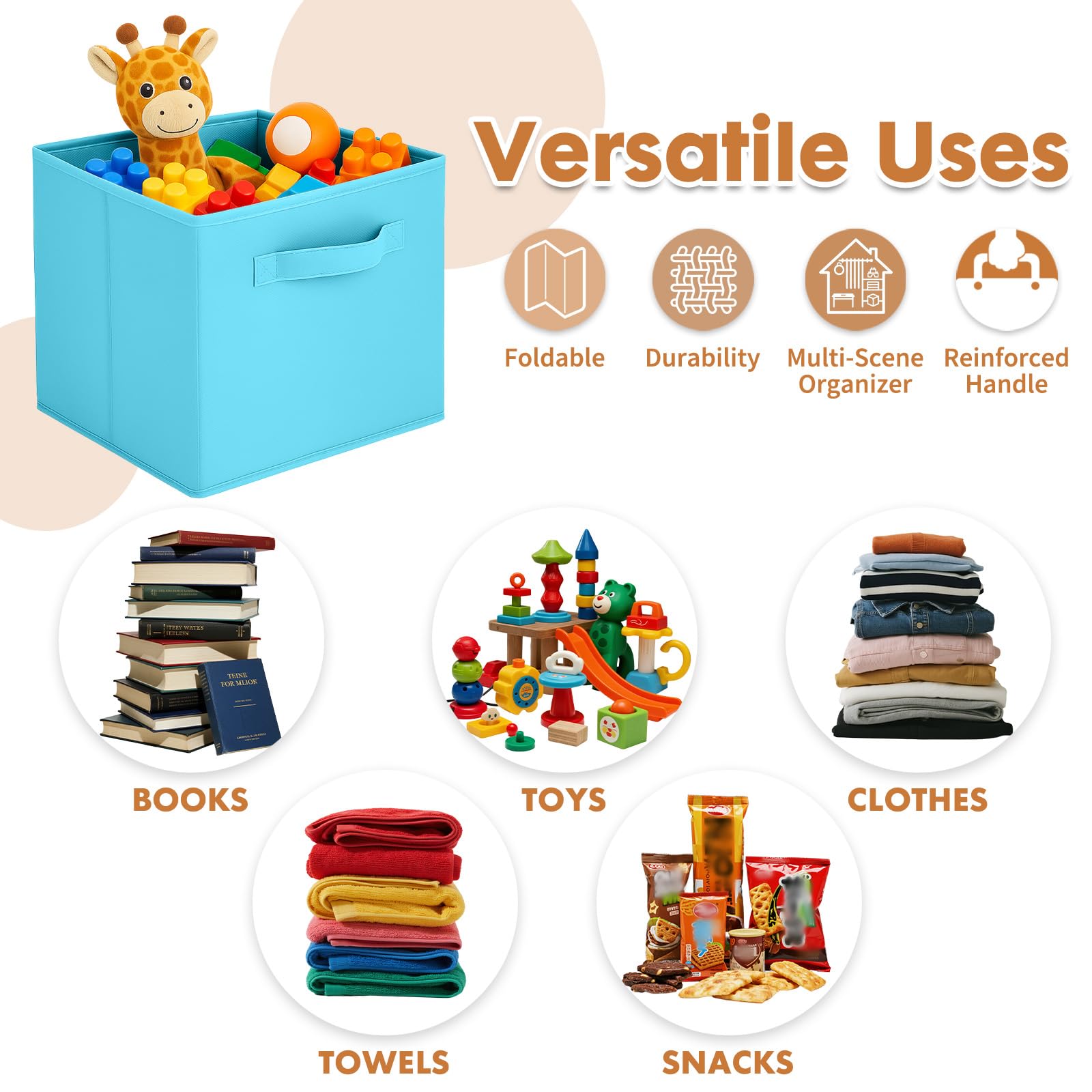 Pinkgarden Storage Box, Collapsible Fabric Storage Cube with Handles for Home Kids Room - Image 4