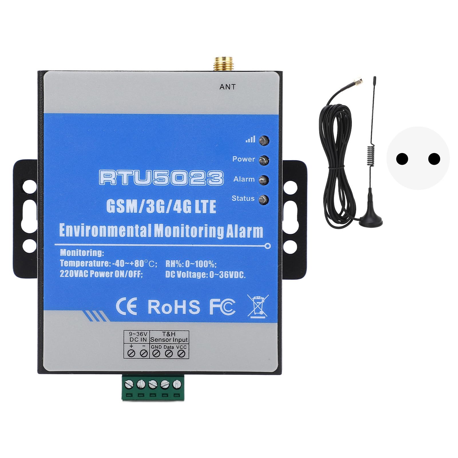 Alarma Ambiental GSM 3G 4G LTE Smart RTU5023 Monitoreo de Cortes de Energía Batería Recargable Alarma de Temperatura y Humedad para Acuarios Domésticos (Enchufe de la UE 4GL-E)