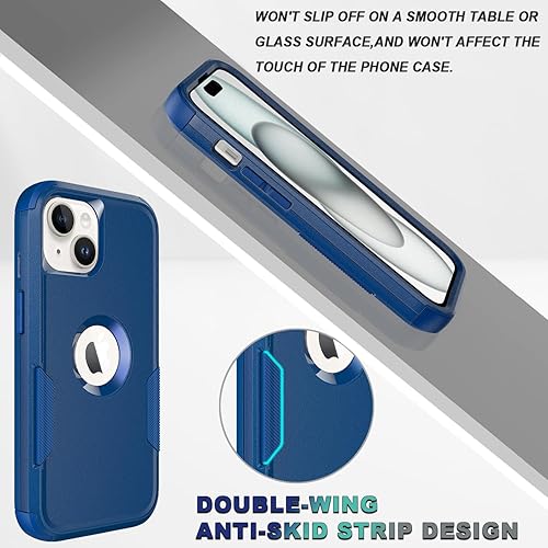 Miniatura 6 de Funda para iPhone 15, 2 protectores de pantalla de vidrio templado, a prueba de caídas de 10 pies, antideslizante, a prueba de golpes, funda para
