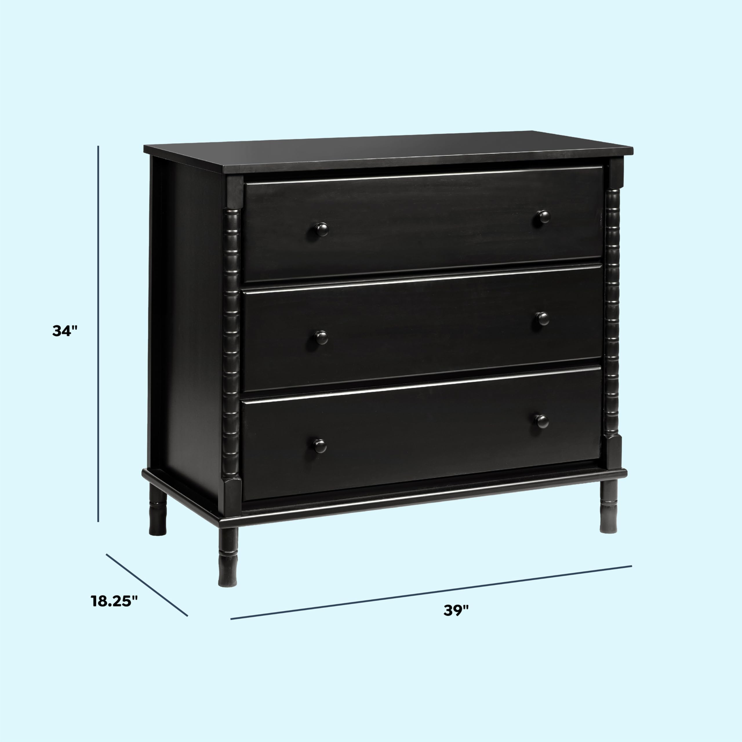 slim fit dress slacks DaVinci Jenny Lind Spindle 3-Drawer Dresser (RTA) – Crib & Kids main image 0