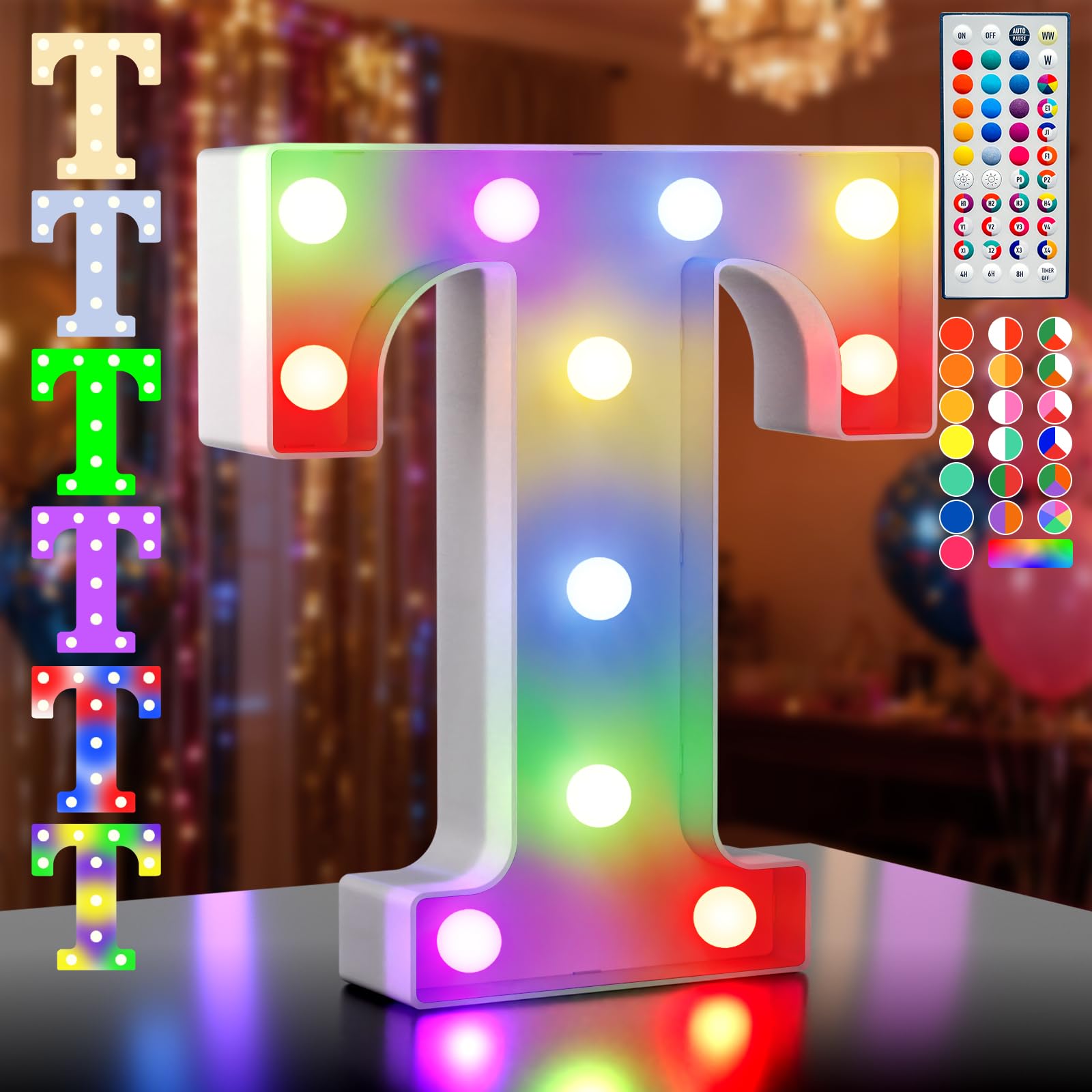 Ledido 35 Color Changing Light up Letter - LED Light Up Marquee Letters Sign for Birthday Decoration Gifts, LED Letter Lights for Wedding Anniversary Grad Home Bedroom Party Decor,Letter T â image 1