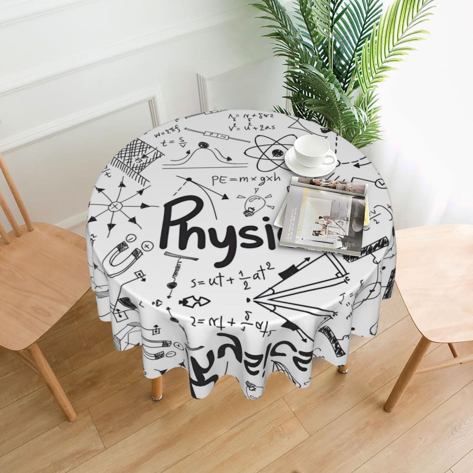 ZHAOUR Physics Print Print Round Washable Tablecloth – Table Cover