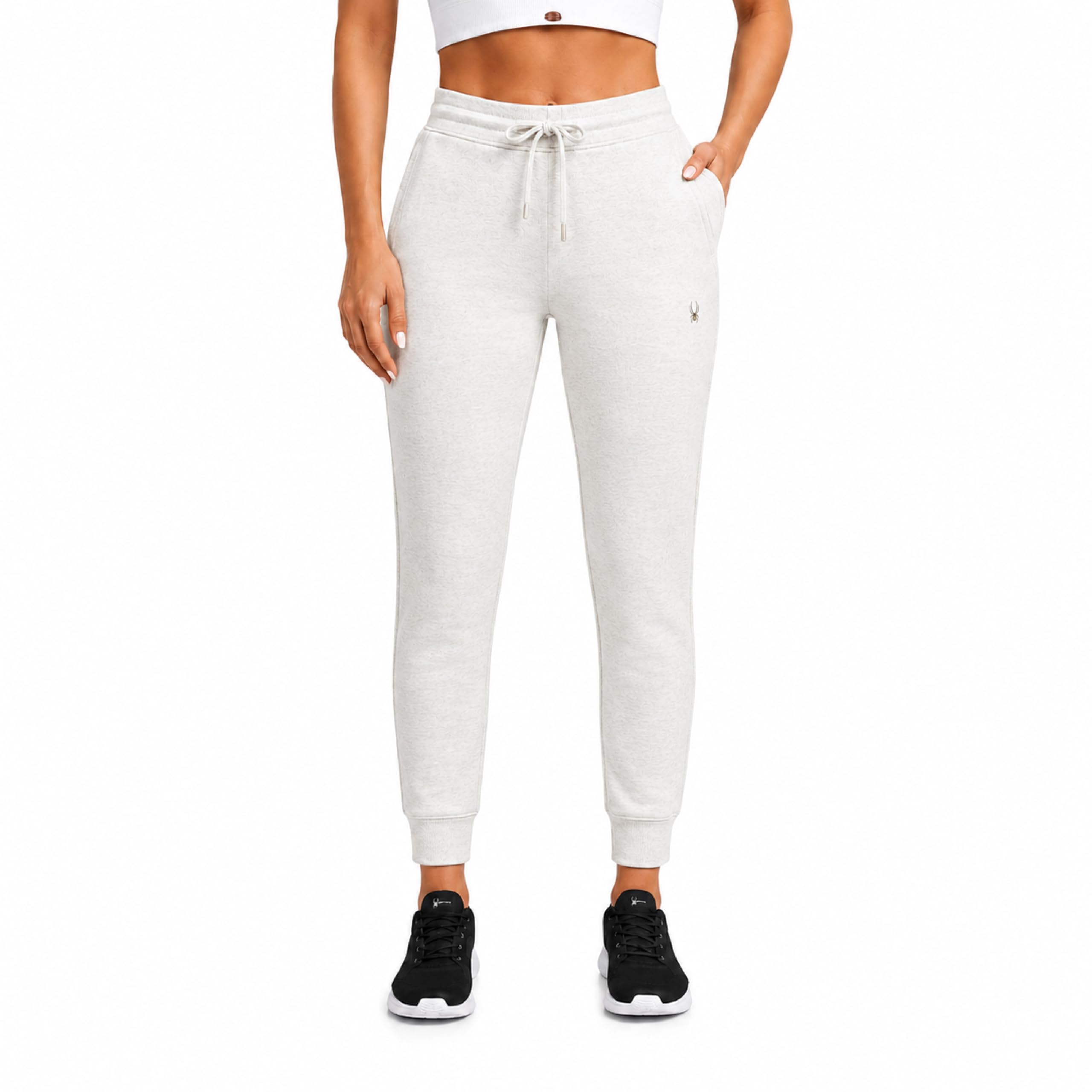 Womens Jogger Pants - Brushed Fleece High Waisted Slim Fit Soft