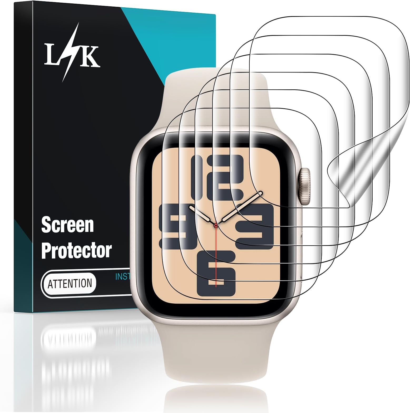 LϟK 6 Pack Screen Protector Designed for Apple Watch 40mm Series 6 5 4 SE / 38mm Series 3 2, Max Coverage, Bubble Free Flexible Soft TPU for iWatch 40mm 38mm