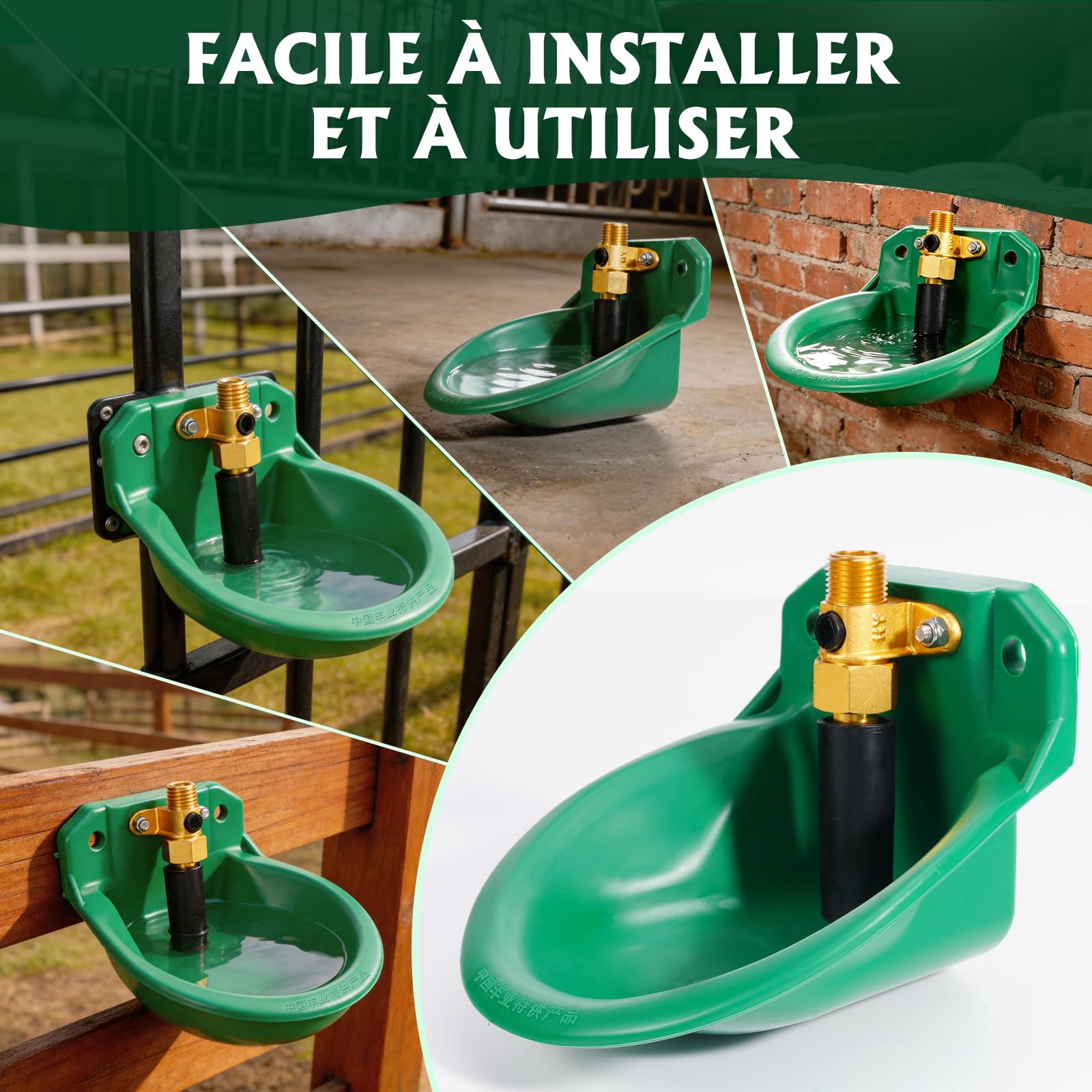 Abreuvoir Automatique pour Moutons, Veaux, Bovins, Cochons, Chiens, Porcelets (Valve d'eau en Cuivre)
