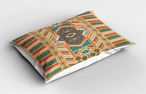 Miniatura 2 de Ambesonne Funda de almohada tribal, patrón de tribu secreta en estilo bohemio, funda de almohada decorativa de tamaño estándar, 26 x 20 pulgadas,