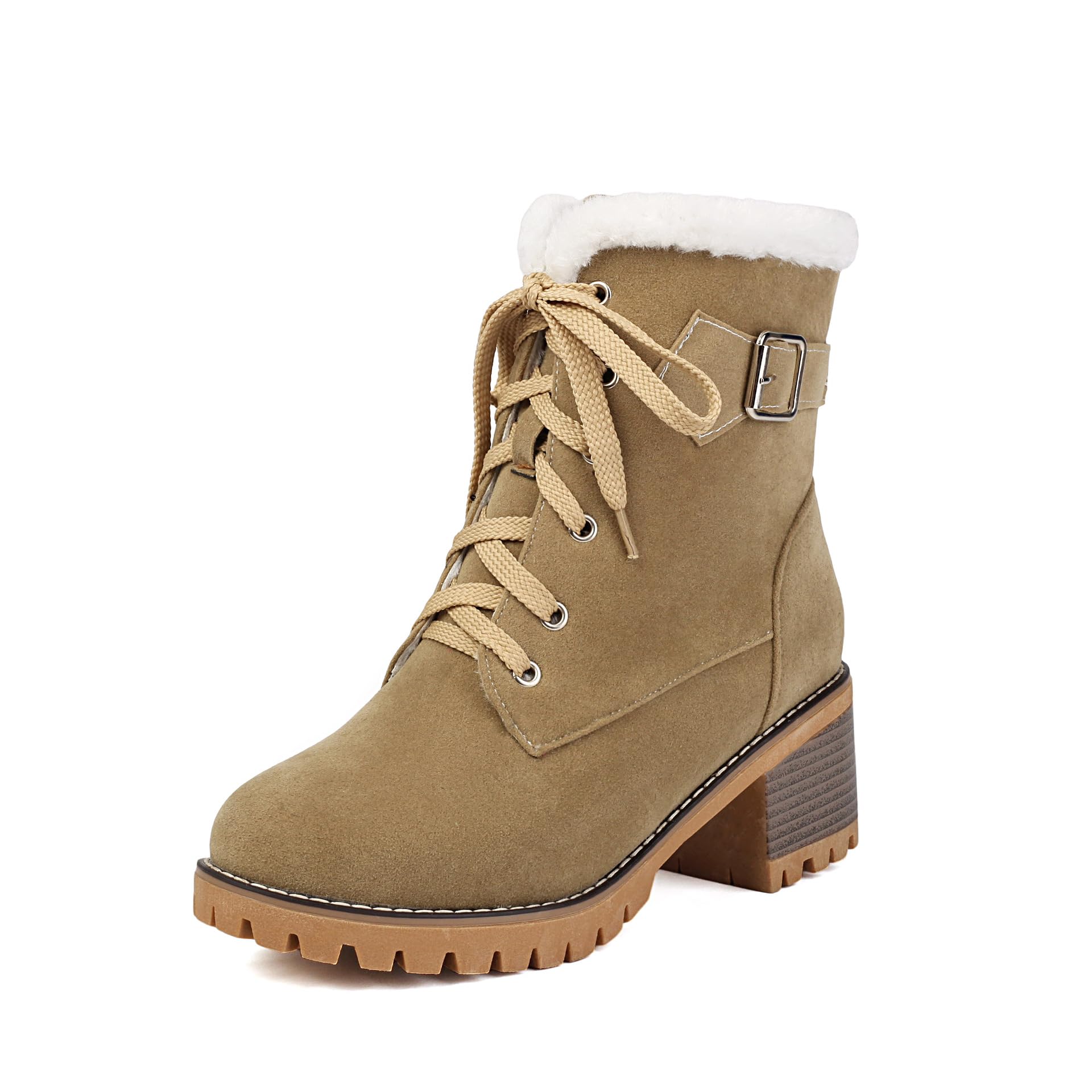 Womens Slouchy Knee High Boots Low Chunky Heels Comfort Round Toe Calf Riding Combat Boots for Women