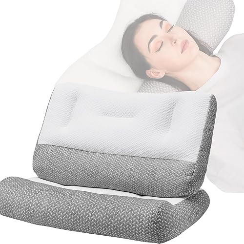 Almohada ergonómica, almohada súper ergonómica 2023, almohada de apoyo para el cuello, almohada de cama para dormir de lado, para aliviar el dolor