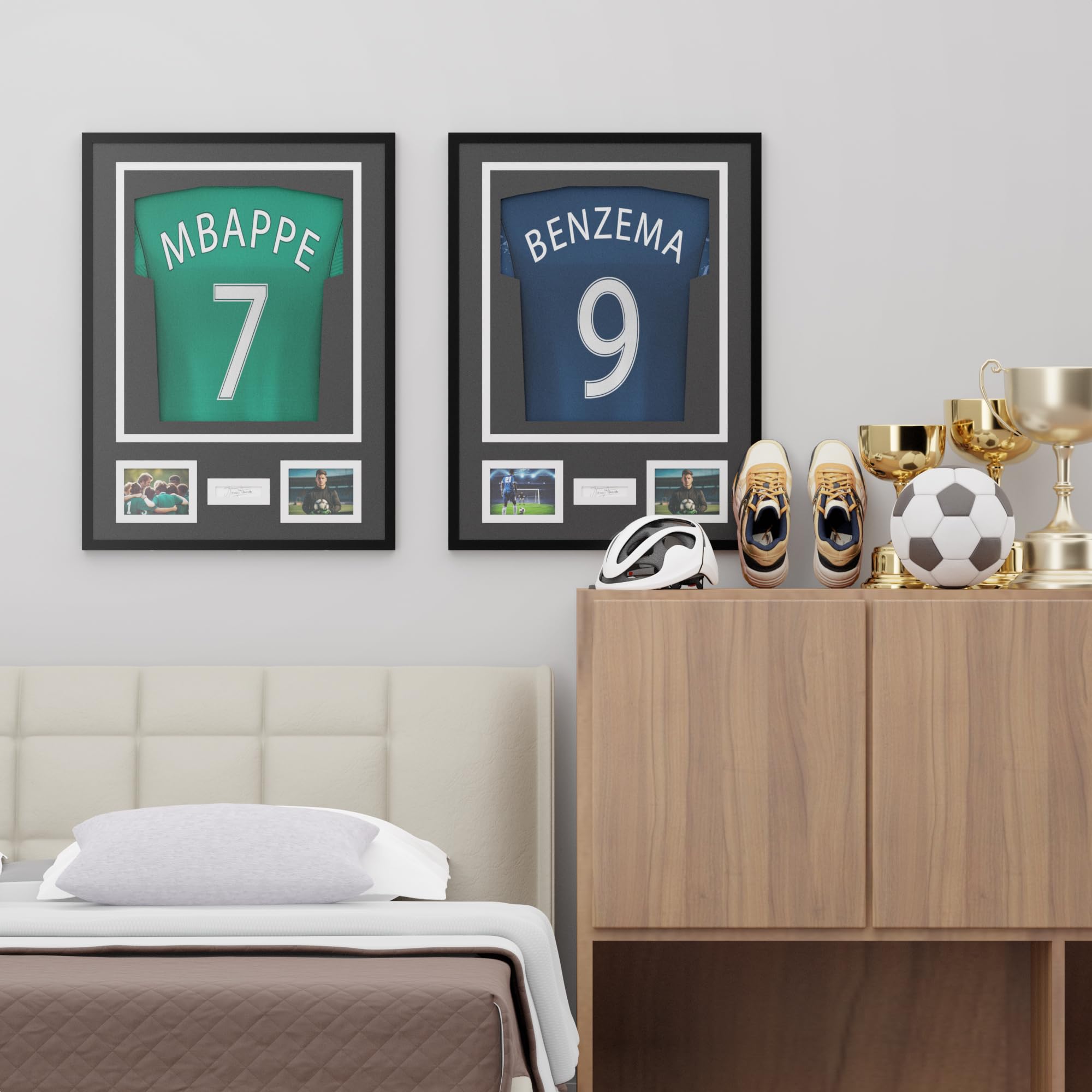Avalo Cornice per oggetti in alluminio – Incorniciatura maglia da calcio – 3D Box Frame – 60 x 80 cm – Nero – Maglia incorniciata in cornice