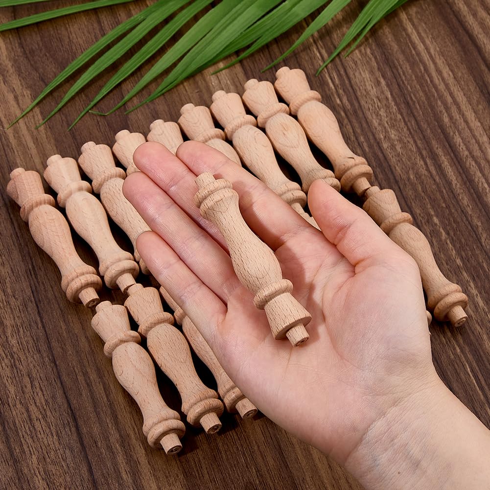SUPERFINDINGS 20 mini balaustre decorative in legno, 8,9 x 1,7 cm, mandrini in legno non verniciato, mandrini per fai da te, mobili, ringhiere, artigianato, modellismo, decorazione, riparazione
