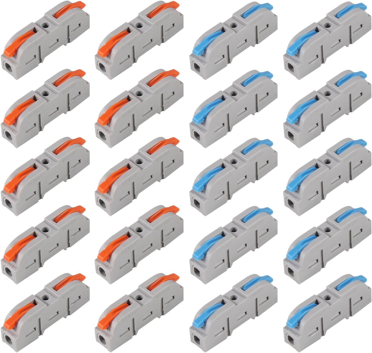 20Pcs Quick Connect Electrical Splicing Wire Connectors Kit Lever Wire Connectors Compact Butt Splice Inline Terminals AWG 28-12 1 in 1 Out Insulated Terminal for Home Terminal Block Connector